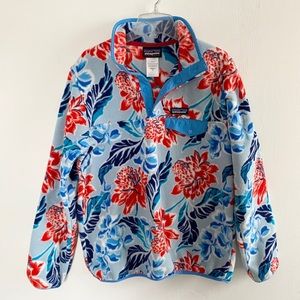 Patagonia Fleece Synchilla Snap-T Pullover Sweater Jacket Floral Pattern